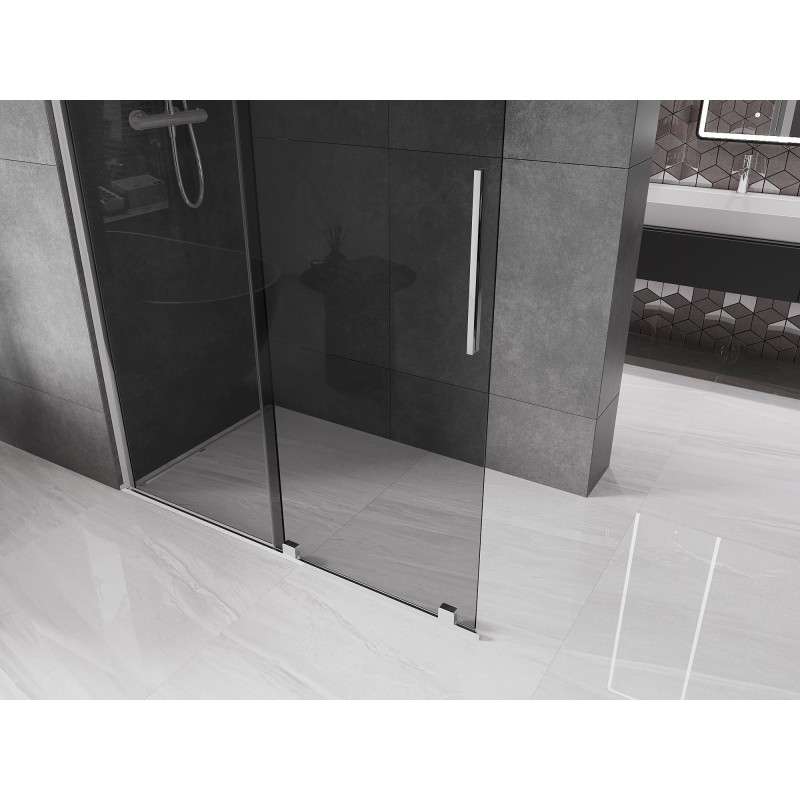 Mexen Velar paroi de douche coulissante Walk-in 160 x 200 cm, graphite 8 mm, chrome - 871-160-000-43-01