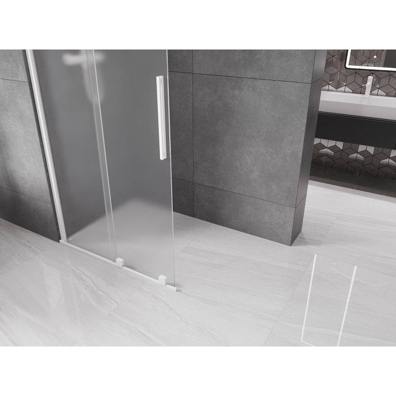 Mexen Velar paroi de douche coulissante Walk-in 110 x 200 cm, givré 8 mm, blanche - 871-110-000-33-20