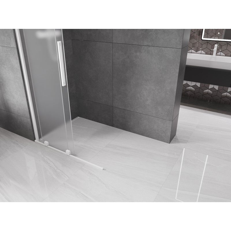 Mexen Velar paroi de douche coulissante Walk-in 120 x 200 cm, givre 8 mm, blanche - 871-120-000-33-20