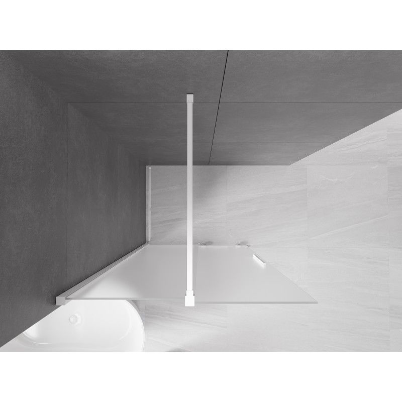 Mexen Velar paroi de douche coulissante Walk-in 75 x 200 cm, givrée 8 mm, blanche - 871-075-000-33-20