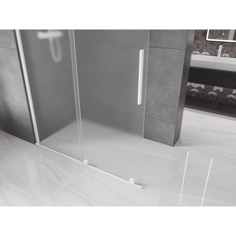 Mexen Velar cabine de douche coulissante Walk-in 130 x 200 cm, givre 8 mm, blanc - 871-130-000-33-20