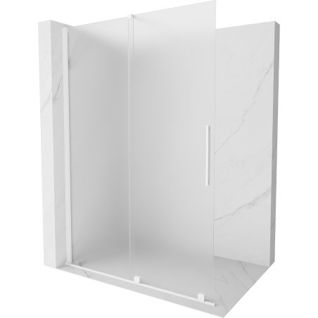 Mexen Velar paroi de douche coulissante Walk-in 140 x 200 cm, givre 8 mm, blanche - 871-140-000-33-20