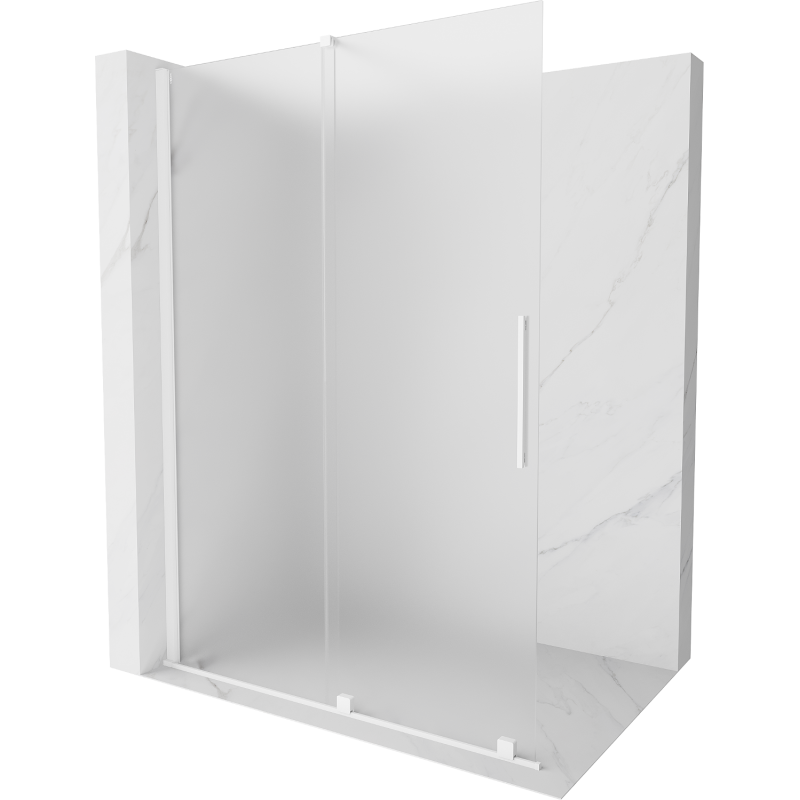 Mexen Velar paroi de douche coulissante Walk-in 150 x 200 cm, givre 8 mm, blanc - 871-150-000-33-20