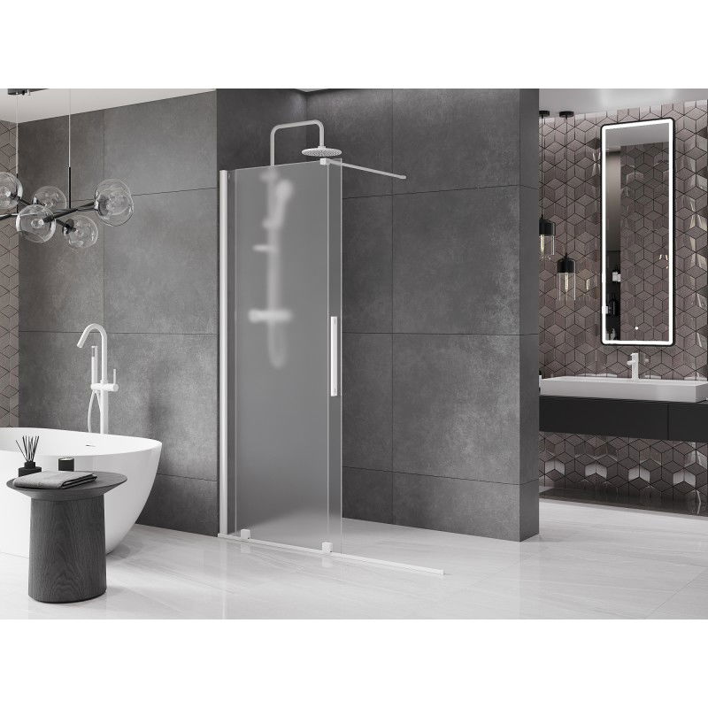 Mexen Velar paroi de douche coulissante Walk-in 150 x 200 cm, givre 8 mm, blanc - 871-150-000-33-20