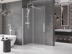 Mexen Velar paroi de douche coulissante Walk-in 150 x 200 cm, givre 8 mm, blanc - 871-150-000-33-20