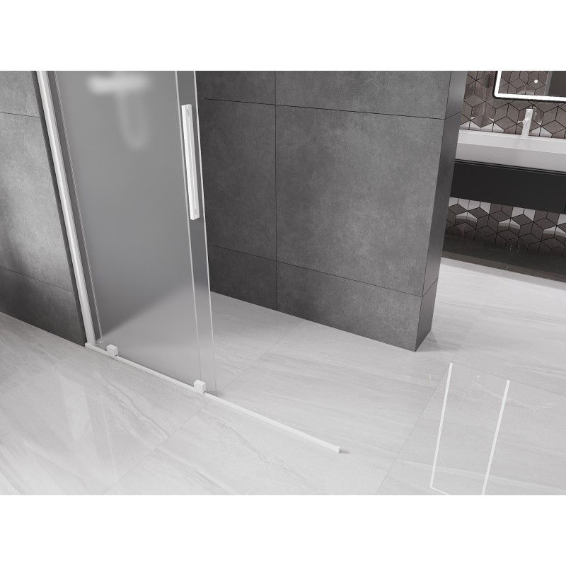 Mexen Velar paroi de douche coulissante Walk-in 150 x 200 cm, givre 8 mm, blanc - 871-150-000-33-20