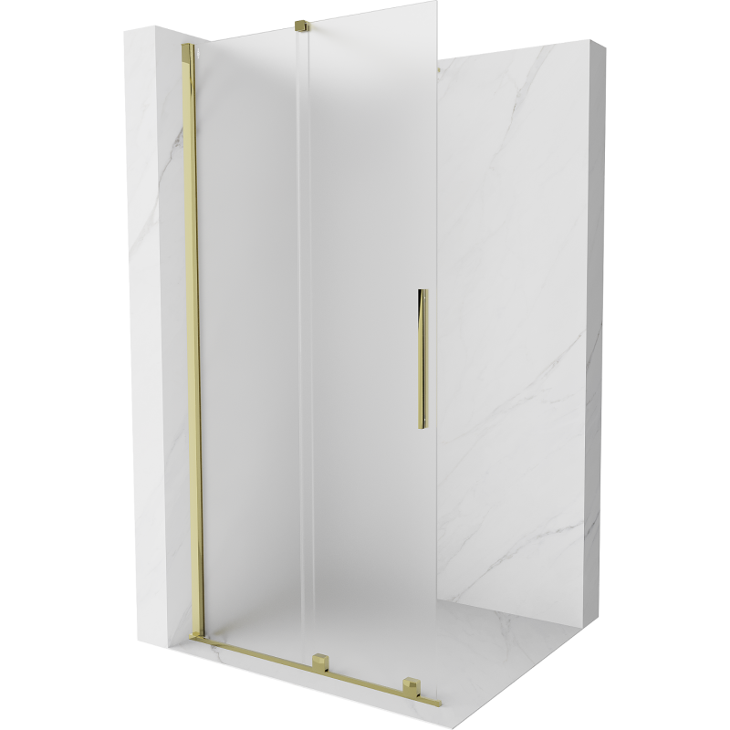 Mexen Velar paroi de douche rétractable Walk-in 75 x 200 cm, verre dépoli 8 mm, doré - 871-075-000-33-50