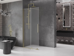 Mexen Velar paroi de douche coulissante Walk-in 90 x 200 cm, verre dépoli 8 mm, or - 871-090-000-33-50