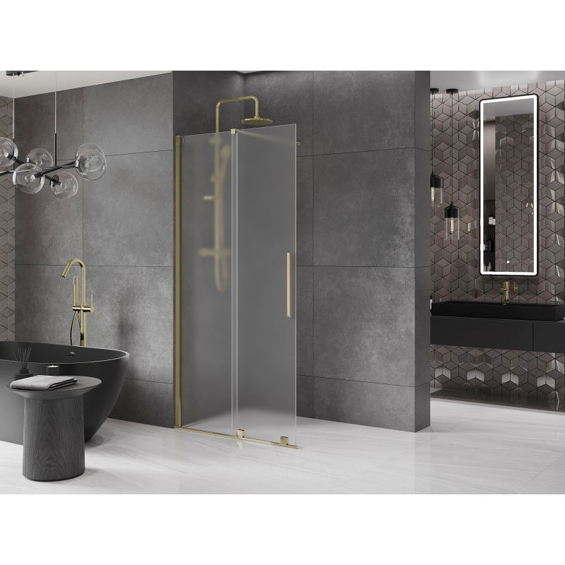 Mexen Velar paroi de douche coulissante Walk-in 120 x 200 cm, givre 8 mm, or - 871-120-000-33-50