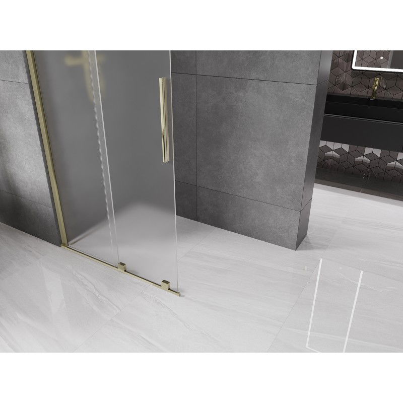 Mexen Velar paroi de douche coulissante Walk-in 100 x 200 cm, givre 8 mm, or - 871-100-000-33-50