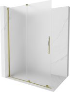 Mexen Velar paroi de douche pliable Walk-in 130 x 200 cm, verre dépoli 8 mm, doré - 871-130-000-33-50