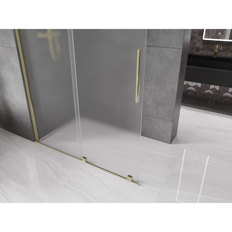 Mexen Velar paroi de douche coulissante Walk-in 130 x 200 cm, dépoli 8 mm, doré - 871-130-000-33-50