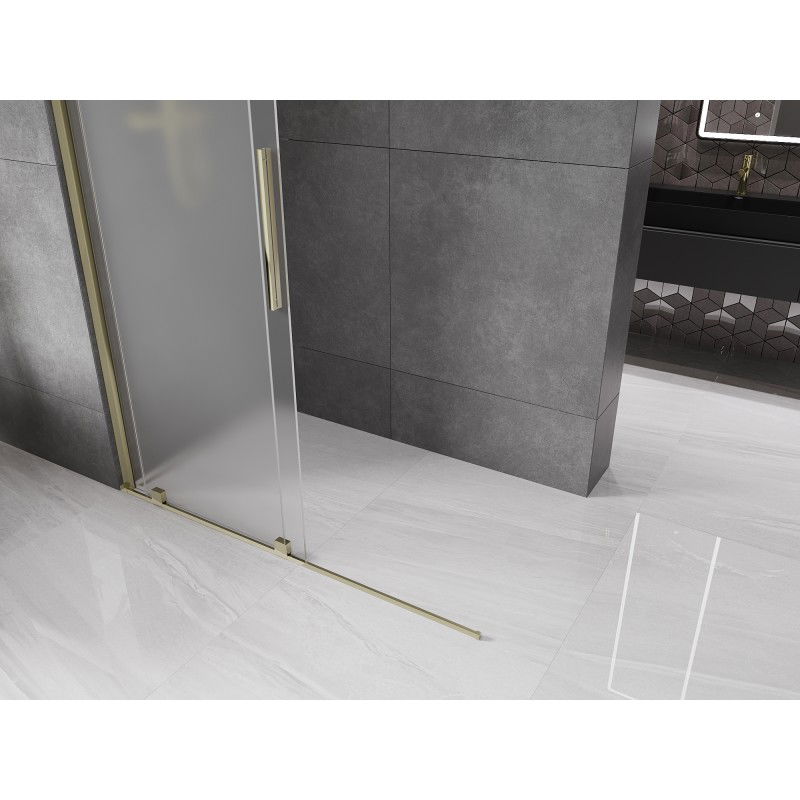 Mexen Velar paroi de douche coulissante Walk-in 130 x 200 cm, dépoli 8 mm, doré - 871-130-000-33-50