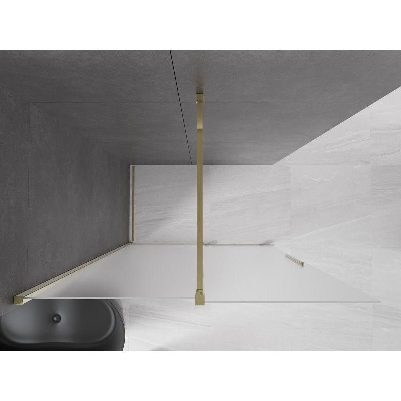 Mexen Velar paroi de douche coulissante Walk-in 140 x 200 cm, givrée 8 mm, or - 871-140-000-33-50