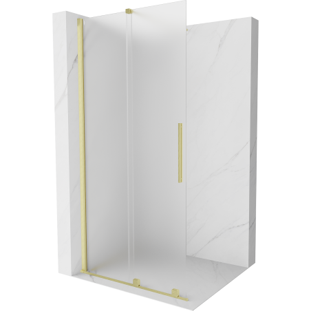 Mexen Velar paroi de douche coulissante Walk-in 80 x 200 cm, givré 8 mm, or brossé - 871-080-000-33-55