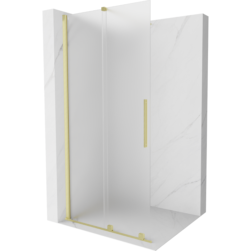 Mexen Velar paroi de douche rétractable Walk-in 100 x 200 cm, verre givré 8 mm, finition dorée brossée - 871-100-000-33-55