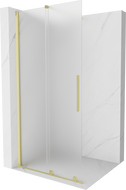Mexen Velar paroi de douche rétractable Walk-in 100 x 200 cm, verre givré 8 mm, finition dorée brossée - 871-100-000-33-55