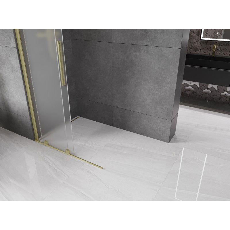 Mexen Velar paroi de douche coulissante Walk-in 75 x 200 cm, givré 8 mm, or brossé - 871-075-000-33-55