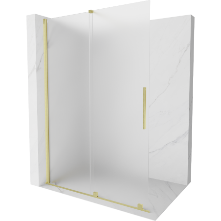 Mexen Velar paroi de douche coulissante Walk-in 130 x 200 cm, givre 8 mm, or brossé - 871-130-000-33-55