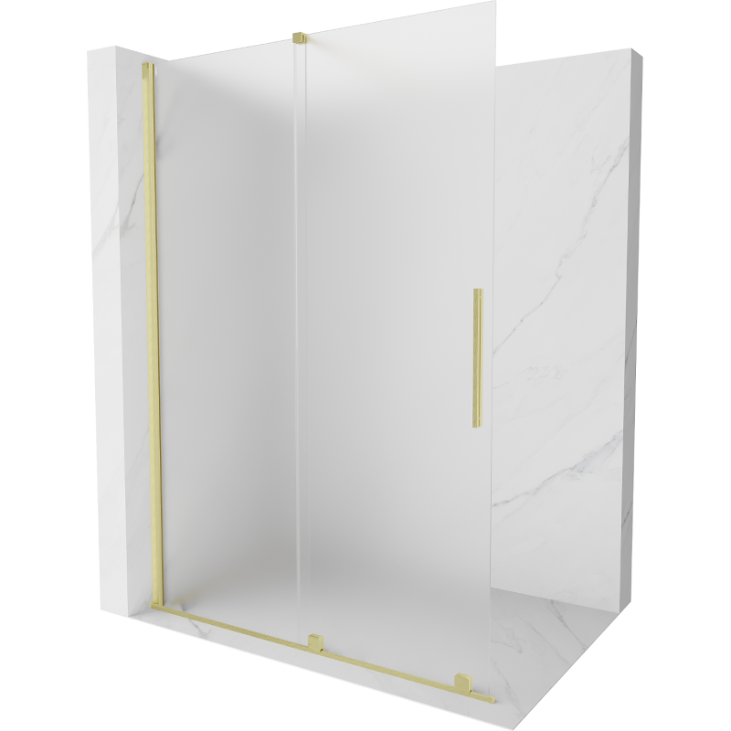 Paroi de douche Mexen Velar Walk-in extensible 160 x 200 cm, verre dépoli 8 mm, finition en laiton brossé - 871-160-000-33-55