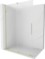 Paroi de douche Mexen Velar Walk-in extensible 160 x 200 cm, verre dépoli 8 mm, finition en laiton brossé - 871-160-000-33-55