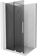 Mexen Velar paroi de douche extensible Walk-in 80 x 200 cm, graphite 8 mm, blanc - 871-080-000-43-20