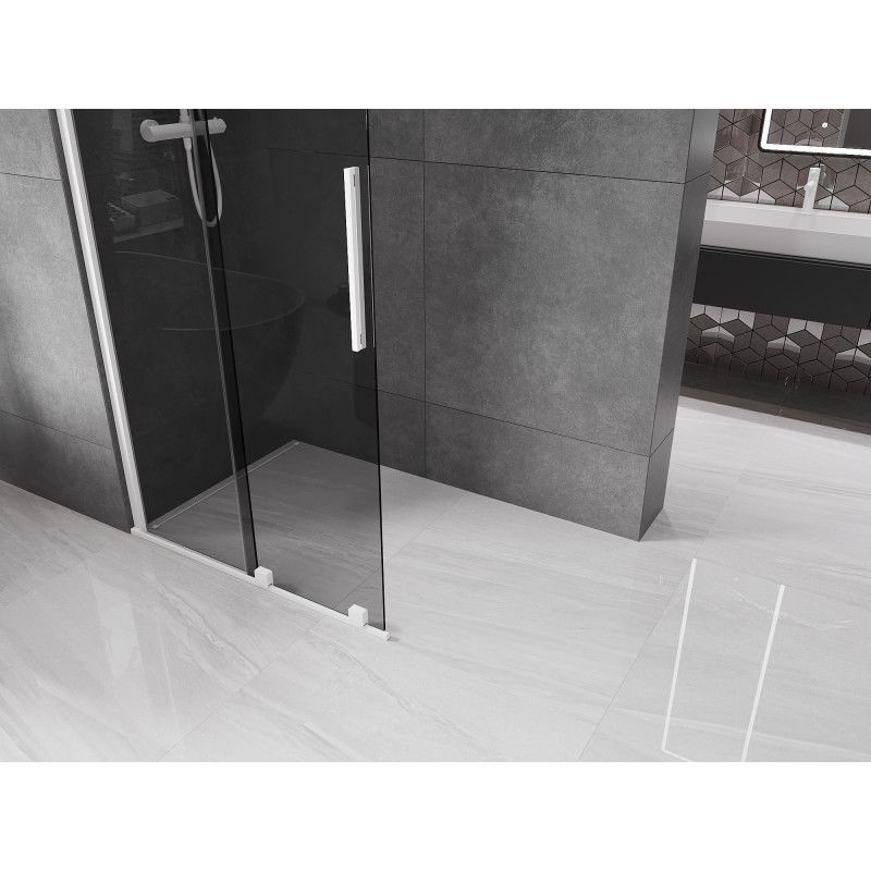 Mexen Velar paroi de douche coulissante Walk-in 80 x 200 cm, graphite 8 mm, blanc - 871-080-000-43-20