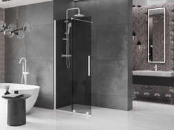 Mexen Velar paroi de douche coulissante Walk-in 85 x 200 cm, graphite 8 mm, blanc - 871-085-000-43-20