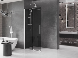 Mexen Velar paroi de douche coulissante Walk-in 90 x 200 cm, graphite 8 mm, blanc - 871-090-000-43-20