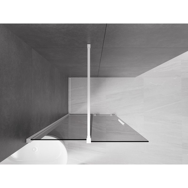 Mexen Velar paroi de douche coulissante Walk-in 75 x 200 cm, graphite 8 mm, blanc - 871-075-000-43-20