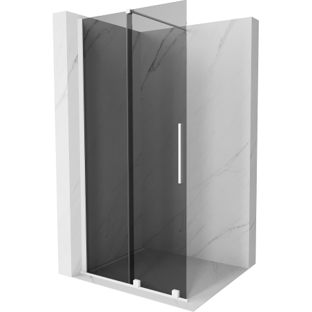 Mexen Velar paroi de douche extensible Walk-in 100 x 200 cm, graphite 8 mm, blanc - 871-100-000-43-20