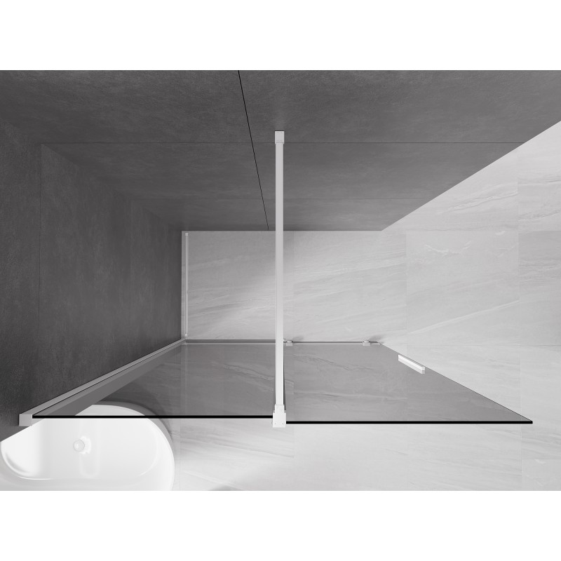 Mexen Velar paroi de douche coulissante Walk-in 130 x 200 cm, graphite 8 mm, blanc - 871-130-000-43-20