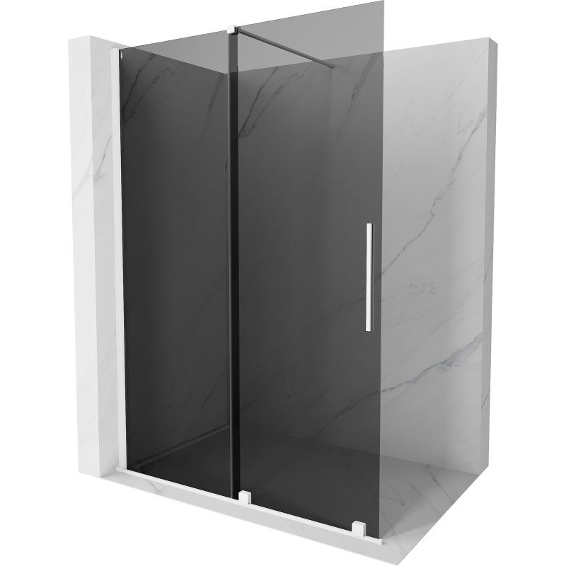 Mexen Velar paroi de douche coulissante Walk-in 140 x 200 cm, graphite 8 mm, blanc - 871-140-000-43-20