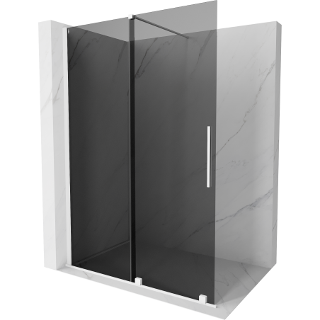 Mexen Velar paroi de douche coulissante Walk-in 140 x 200 cm, graphite 8 mm, blanc - 871-140-000-43-20