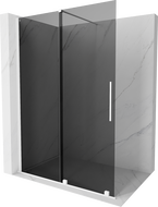 Mexen Velar paroi de douche coulissante Walk-in 140 x 200 cm, graphite 8 mm, blanc - 871-140-000-43-20