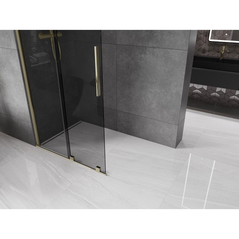 Mexen Velar paroi de douche coulissante Walk-in 70 x 200 cm, graphite 8 mm, or - 871-070-000-43-50
