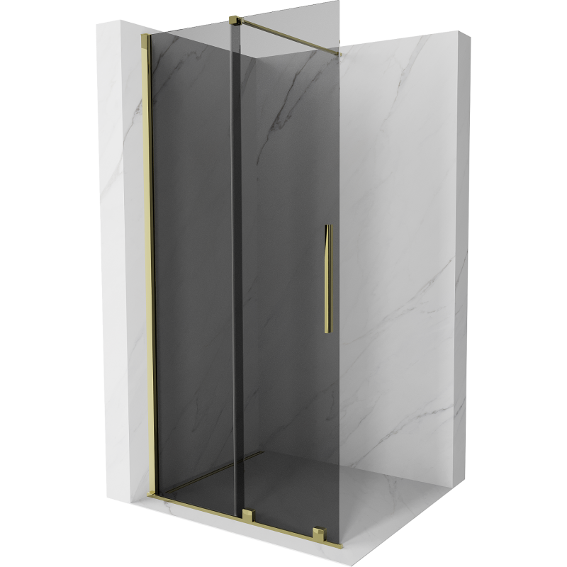 Paroi de douche Mexen Velar extensible Walk-in 100 x 200 cm, graphite 8 mm, dorée - 871-100-000-43-50