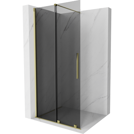 Paroi de douche Mexen Velar extensible Walk-in 100 x 200 cm, graphite 8 mm, dorée - 871-100-000-43-50