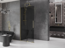 Paroi de douche Mexen Velar extensible Walk-in 100 x 200 cm, graphite 8 mm, dorée - 871-100-000-43-50