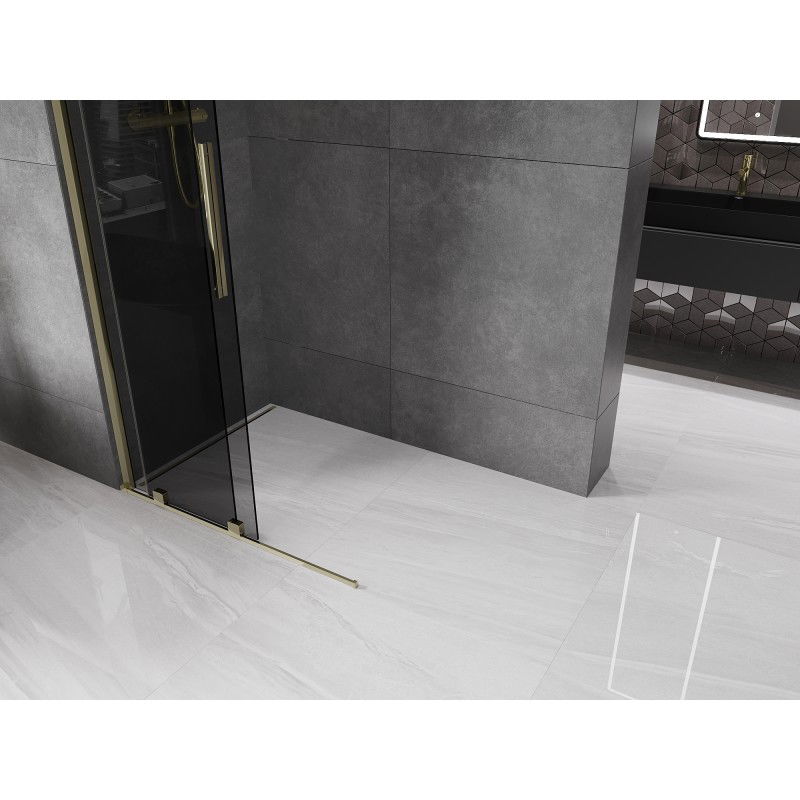 Mexen Velar paroi de douche coulissante Walk-in 90 x 200 cm, graphite 8 mm, or - 871-090-000-43-50