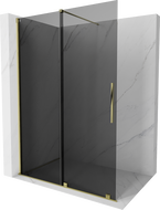 Mexen Velar paroi de douche pliante Walk-in 150 x 200 cm, graphite 8 mm, doré - 871-150-000-43-50