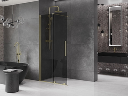 Mexen Velar paroi de douche coulissante Walk-in 75 x 200 cm, graphite 8 mm, or brossé - 871-075-000-43-55