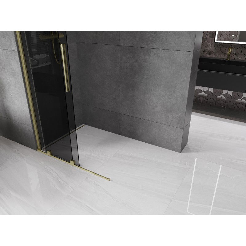 Mexen Velar paroi de douche coulissante Walk-in 75 x 200 cm, graphite 8 mm, or brossé - 871-075-000-43-55