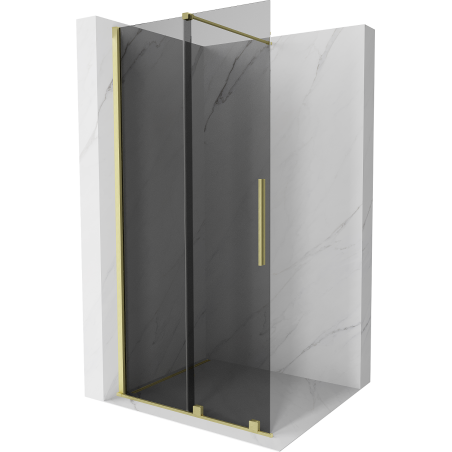 Mexen Velar Paroi de douche coulissante Walk-in 90 x 200 cm, graphite 8 mm, brossé doré - 871-090-000-43-55