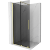 Mexen Velar Paroi de douche coulissante Walk-in 90 x 200 cm, graphite 8 mm, brossé doré - 871-090-000-43-55