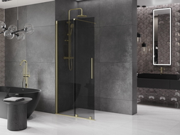 Mexen Velar paroi de douche coulissante Walk-in 100 x 200 cm, graphite 8 mm, or brossé - 871-100-000-43-55
