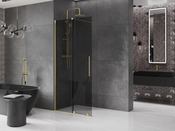 Mexen Velar paroi de douche rétractable Walk-in 100 x 200 cm, graphite 8 mm, finition dorée - 871-100-000-43-55