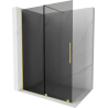 Mexen Velar paroi de douche pliante Walk-in 140 x 200 cm, graphite 8 mm, doré brossé - 871-140-000-43-55