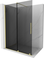Mexen Velar paroi de douche pliante Walk-in 140 x 200 cm, graphite 8 mm, doré brossé - 871-140-000-43-55