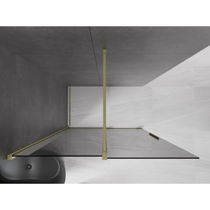Mexen Velar paroi de douche coulissante Walk-in 150 x 200 cm, graphite 8 mm, or brossé - 871-150-000-43-55